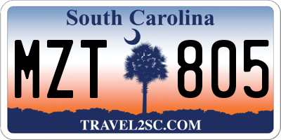 SC license plate MZT805