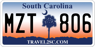 SC license plate MZT806