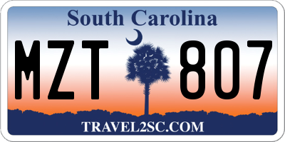 SC license plate MZT807