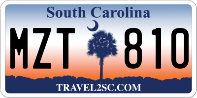 SC license plate MZT810