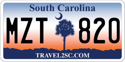 SC license plate MZT820