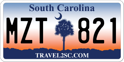 SC license plate MZT821