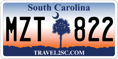 SC license plate MZT822