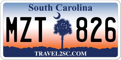 SC license plate MZT826