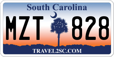SC license plate MZT828