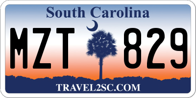 SC license plate MZT829