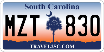 SC license plate MZT830
