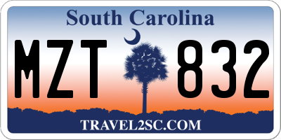 SC license plate MZT832