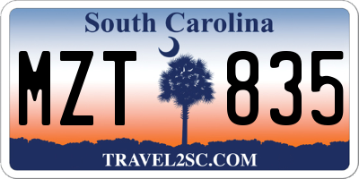 SC license plate MZT835