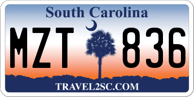 SC license plate MZT836