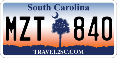 SC license plate MZT840
