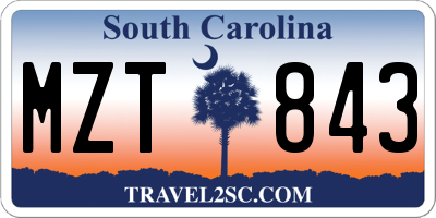 SC license plate MZT843