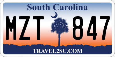 SC license plate MZT847