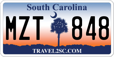 SC license plate MZT848