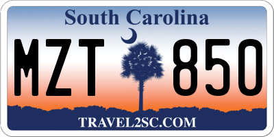 SC license plate MZT850