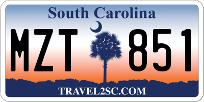 SC license plate MZT851