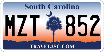 SC license plate MZT852
