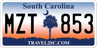SC license plate MZT853