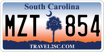 SC license plate MZT854