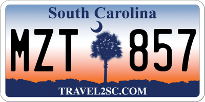SC license plate MZT857