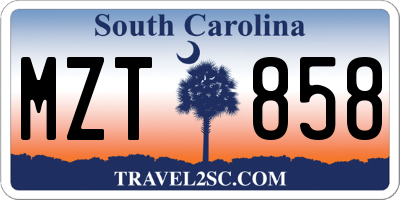 SC license plate MZT858