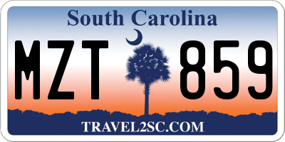 SC license plate MZT859