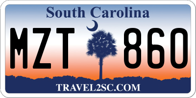 SC license plate MZT860