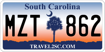 SC license plate MZT862