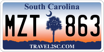SC license plate MZT863