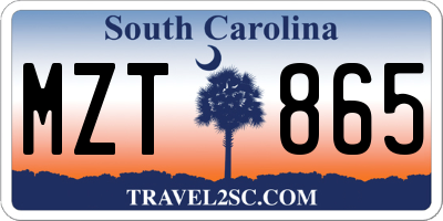 SC license plate MZT865
