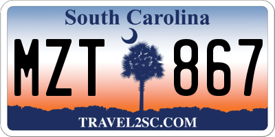 SC license plate MZT867