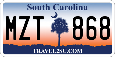 SC license plate MZT868