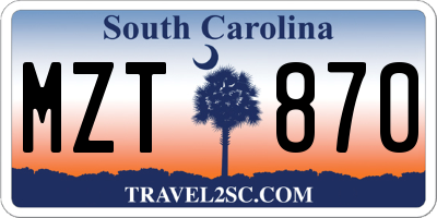 SC license plate MZT870
