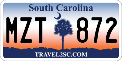 SC license plate MZT872