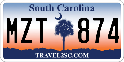 SC license plate MZT874