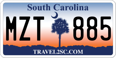 SC license plate MZT885