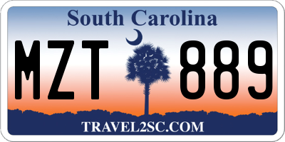 SC license plate MZT889