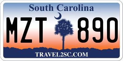 SC license plate MZT890