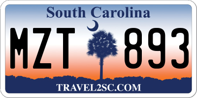 SC license plate MZT893