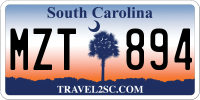 SC license plate MZT894