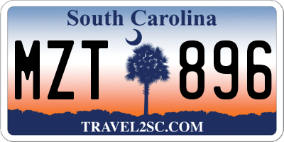 SC license plate MZT896