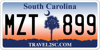 SC license plate MZT899