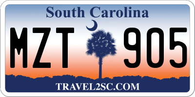 SC license plate MZT905
