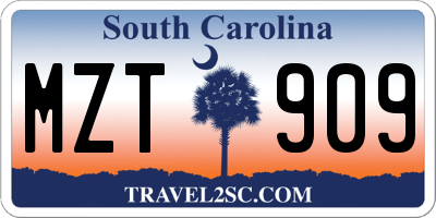SC license plate MZT909