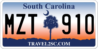 SC license plate MZT910
