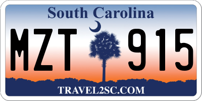 SC license plate MZT915