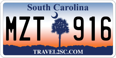SC license plate MZT916