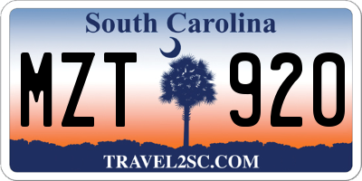 SC license plate MZT920