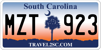 SC license plate MZT923