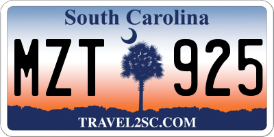 SC license plate MZT925